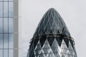 London, UK, August 25, 2023: The Gherkin Building or 30 St Mary Axe by Norman Foster architects.
