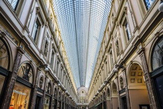 Interior design of the Royal Gallery of Saint Hubert, Brussels Old Town, Belgium, May 2017