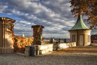 Autumn sunset in Paradise Garden near Prague Castle - HDR Image
