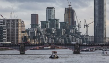 London, St George Wharf residential development. On the right bank of the Thames Architects