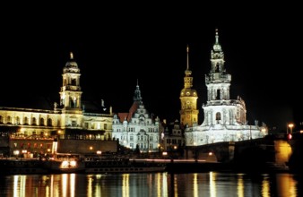 Dresden by night, Germany, Dresden, Saxony