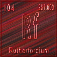 Rutherfordium chemical element, Sign with atomic number and atomic weight, Periodic Table Element