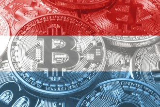 Luxembourg bitcoin flag, national flag cryptocurrency concept black background