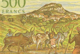 Herdsmen with Zerbus on 500 Francs 1995 Banknote from Madagascar