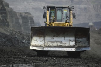 Bulldozer in coal mine