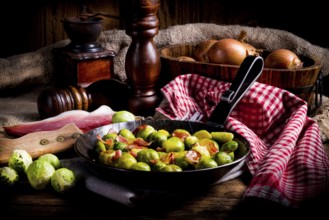 Honey caramelized brussels sprouts with ham