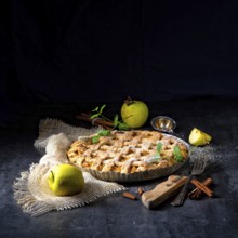 Tasty Apple pie with lattice upper crust