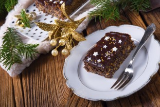 Christmas poppy seed cake with chocolate