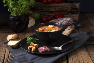 Ungarische Paprikacremesuppe mit würziger Wurst