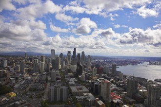 The magnificent American city of Seattle on coast of ocean