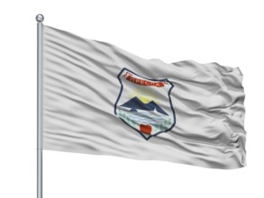 Krusevo Municipality City Flag On Flagpole, Country Macedonia, Isolated On White Background