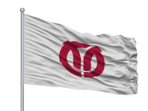 Isehara City Flag On Flagpole, Country Japan, Kanagawa Prefecture, Isolated On White Background