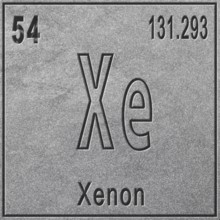Xenon chemical element, Sign with atomic number and atomic weight, Periodic Table Element, silver