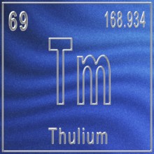 Thulium chemical element, Sign with atomic number and atomic weight, Periodic Table Element
