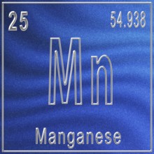 Manganese chemical element, Sign with atomic number and atomic weight, Periodic Table Element