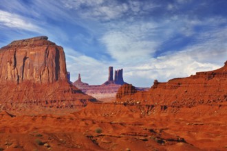 Magic view of the red desert. Monument Valley in the Navajo Indian Reservation. Arizona, USA. The