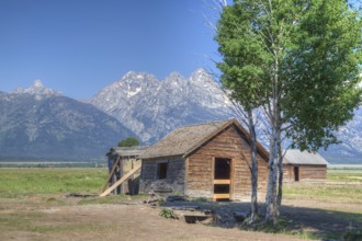 The iconic John Moulton homestead in Grand Teton in Wyoming in USA