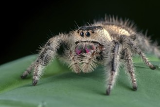 Jumping spider eating a prey