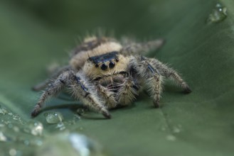 Jumping spider eating a prey
