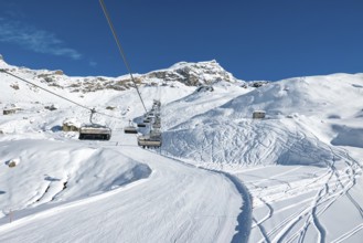 View of the Matterhorn and the ski slopes of Cervinia