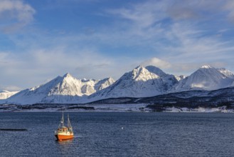 Fjord panorama near Sjusnes, Troms, Norway