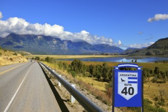 Patagonia, southern Argentina. The famous Route 40 paved road parallel to the Andes