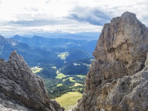 Climbing on the Rotwand and Masare via ferrata in the rose garden in the Dolomites, South Tyrol,