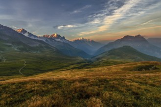 View of the Mont Blanc massif in autumn from La Bolme