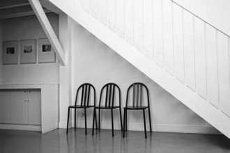 Interior of henri cartier bresson museum with designer chairs in paris, france