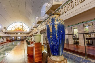 ROUBAIX, FRANCE, JUNE 14, 2024 : interiors Art Deco decors and sculptures of the olympic swimming