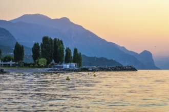 Beautiful morning at the Lake of Garda in Italy in Summer time