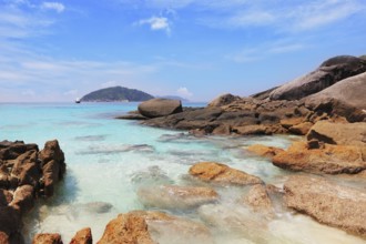 Similansky islands, Andaman Sea, Thailand. The thinnest white sand of a beach adjoins with huge