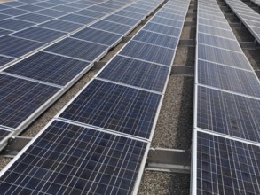 Solar panels on a roof of building