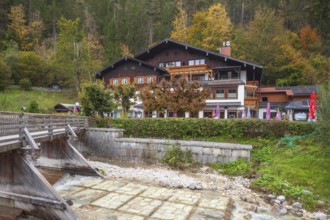 Gasthaus - Pension zur Kugelmühle near the Almbachklamm in autumn, Marktschellenberg,