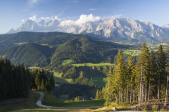 View from mountain to the valley near the Schladming city in Austria
