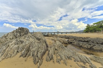 Beach view near Palm Cove Jetty with beautiful rocks formation. Reupload after color adjustment