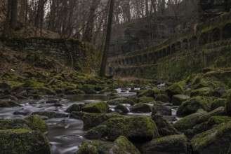 The Lohmen Gorge with the historic hydroelectric power plant power station
