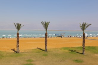 Medical beach luxury hotel at the Dead Sea in Israel. Sunny spring day