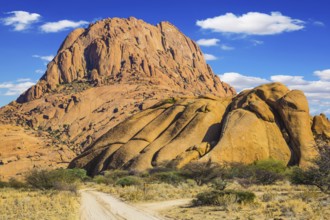The Stone Desert. Picturesque cliffs in the desert Namib. Travel to Africa. The concept of active,