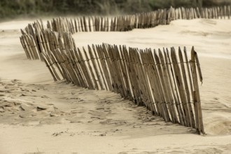 Wooden fence on the sandy beach