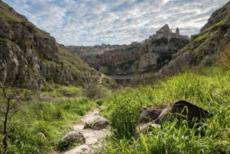 View of the canyon in Matera in Italy