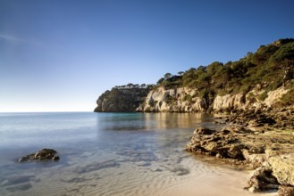A landscape view of the idyllic Cala Macarella in southern Menorca