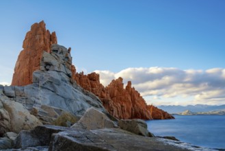 A long exposure view of the red rocks of Arbatax