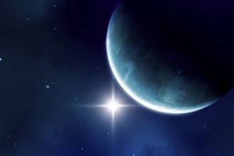 An image of a blue planet in space