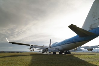 ENSCHEDE, NETHERLANDS, FEBRUARY 3, 2018: Two commercial passenger airplanes to be dismantled on a