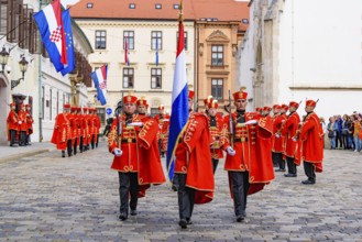 The Changing of the Guard Ceremony at St. Mark Square in Zagreb, Croatia