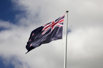 New Zealand Flag Blowing in the wind
