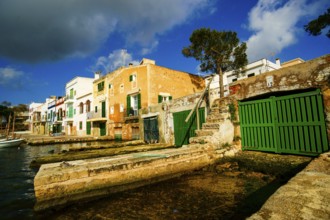 Traditional small boat pier, Portocolom. Felanitx. Majorca. Balearics. Spain