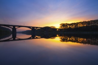Branik bridge at sunrise. This bridge widely known as Bridge of intelligence is a rail and