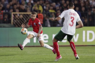 Sofia, Bulgaria - 14 October 2019: Kieran Trippier (L) is seen in action against Bulgarian football